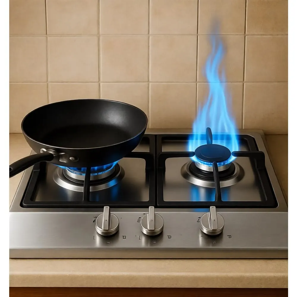 Stainless steel built-in gas hob with separate burner controls