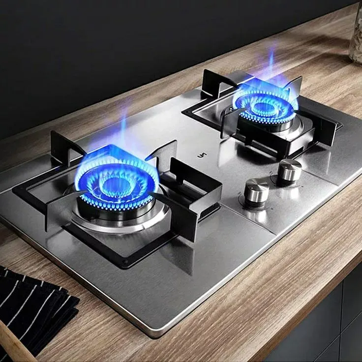 Stainless steel built-in gas hob with separate burner controls
